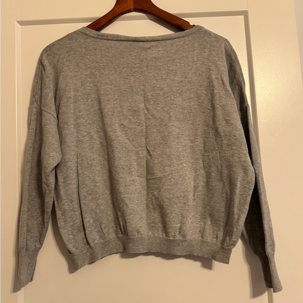 EUC! Sparkle & Fade Crop Sweater with Black 'Je t'aime' Print, Size XS - Picture 3 of 5